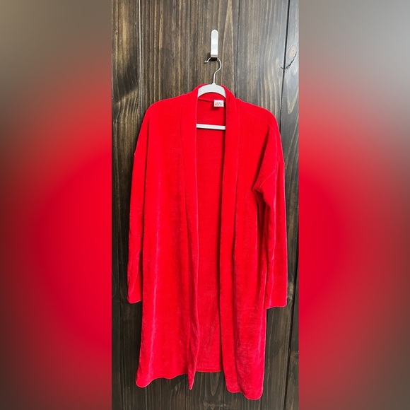 Red Women's Cardigan-Velvety Material-Size:Large - Picture 2 of 7